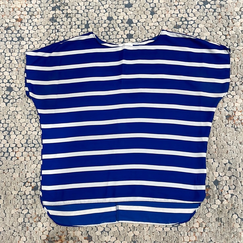 Blue and White Striped Top